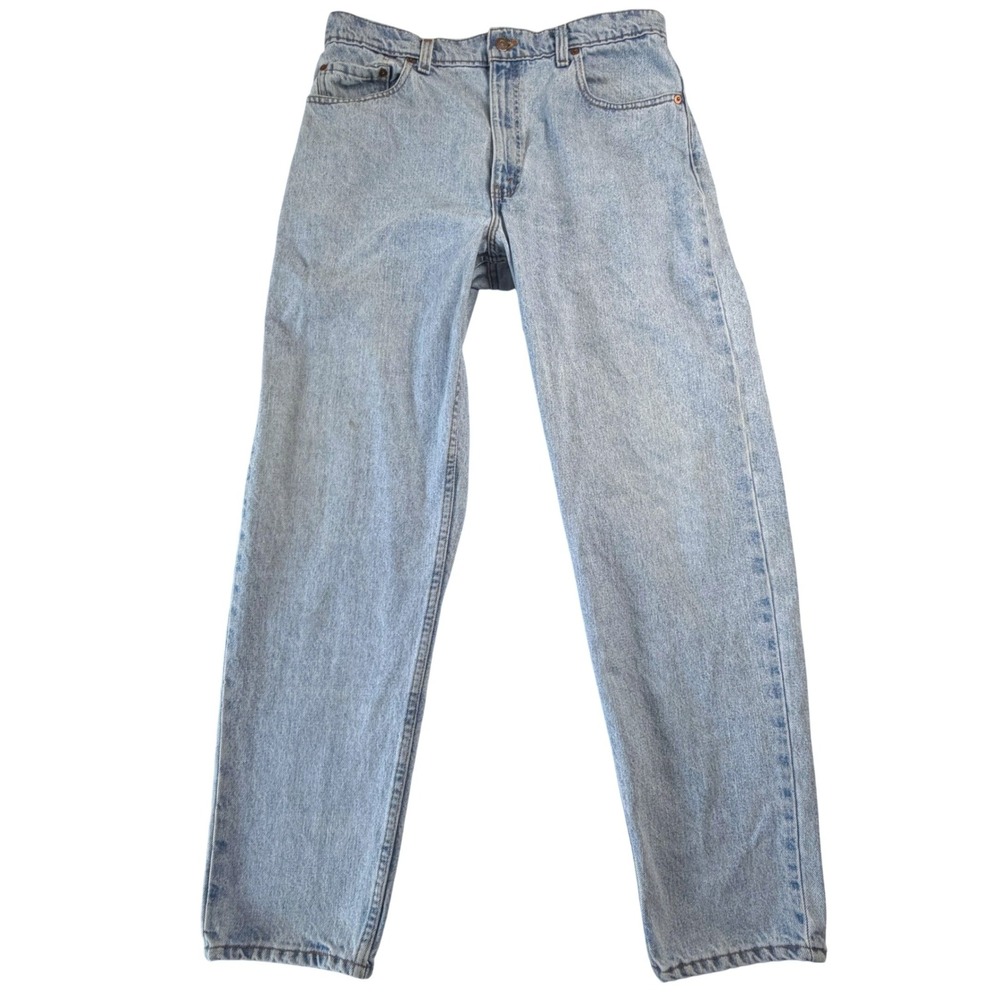 Vintage Levis 550 Relaxed Fit Tapered Leg Light Wash Blue Denim Jeans Mens 35x31